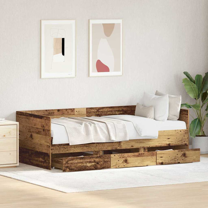 Daybed med hovedgærde Gammelt træ 90 x 200 cm Konstrueret træ