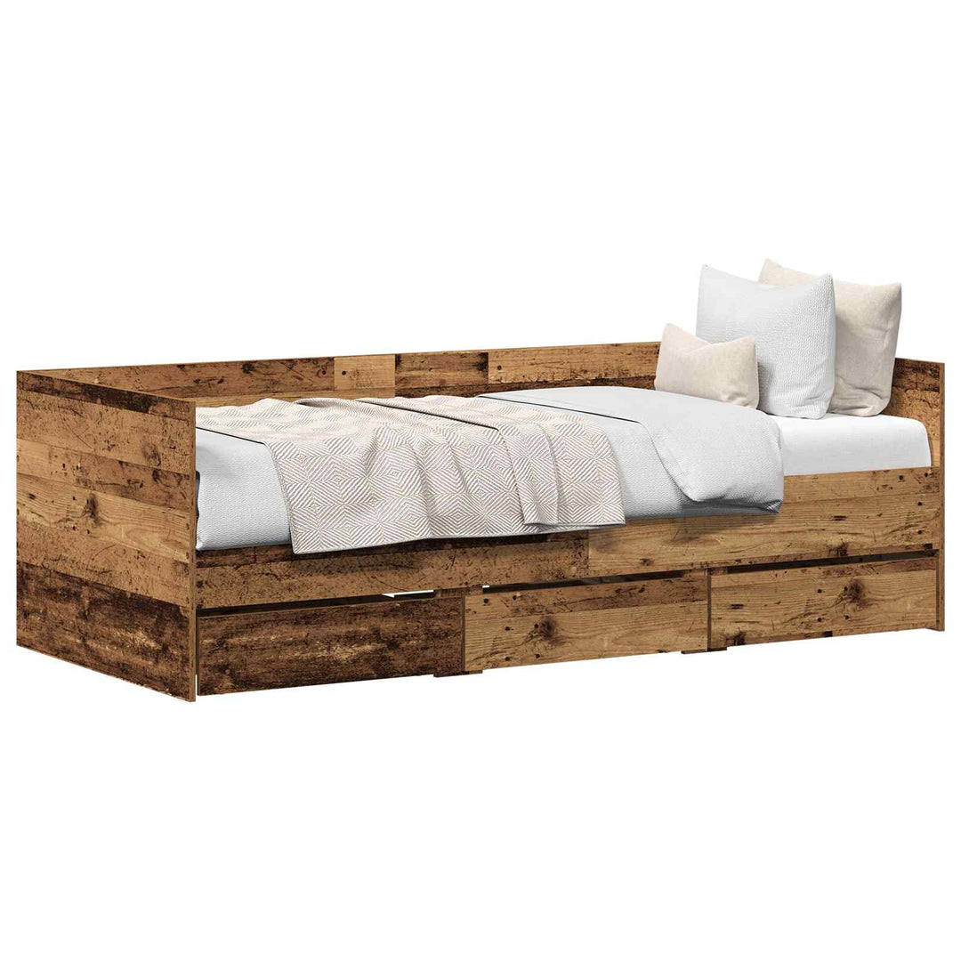 Daybed med hovedgærde Gammelt træ 90 x 200 cm Konstrueret træ