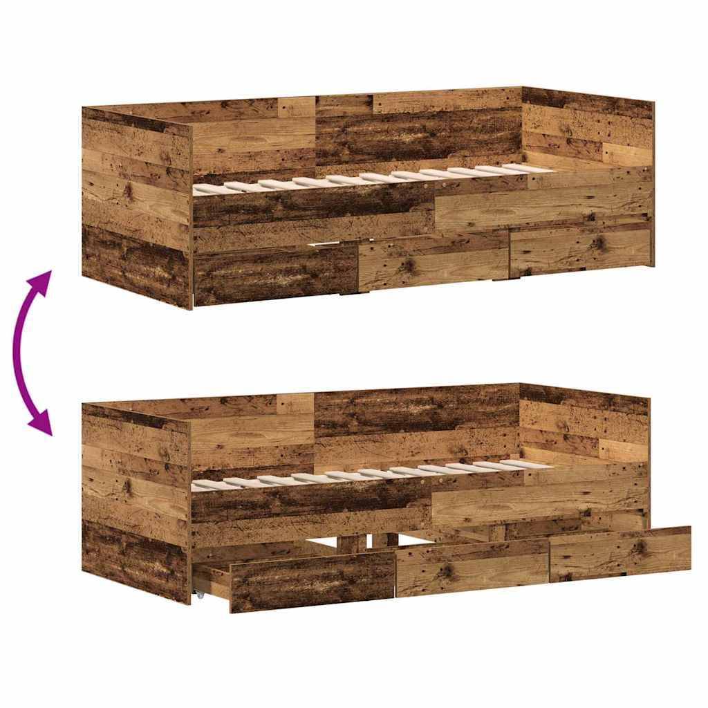 Daybed med hovedgærde Gammelt træ 90 x 200 cm Konstrueret træ