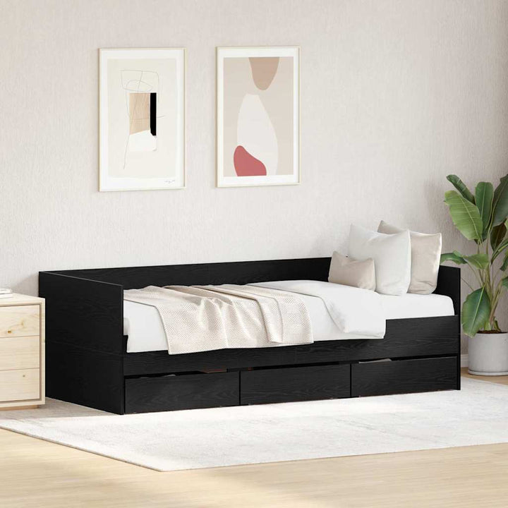 Daybed med hovedgærde Sort eg 90 x 200 cm Konstrueret træ