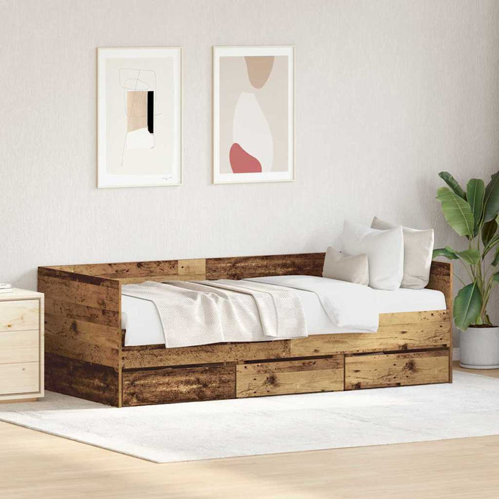 Daybed med hovedgærde Gammelt træ 90 x 190 cm Konstrueret træ