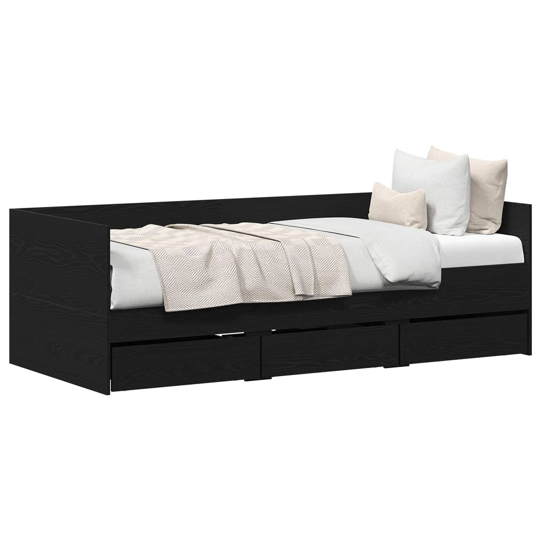 Daybed med hovedgærde Sort eg 90 x 190 cm Konstrueret træ