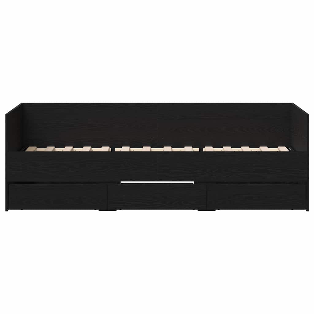 Daybed med hovedgærde Sort eg 90 x 190 cm Konstrueret træ