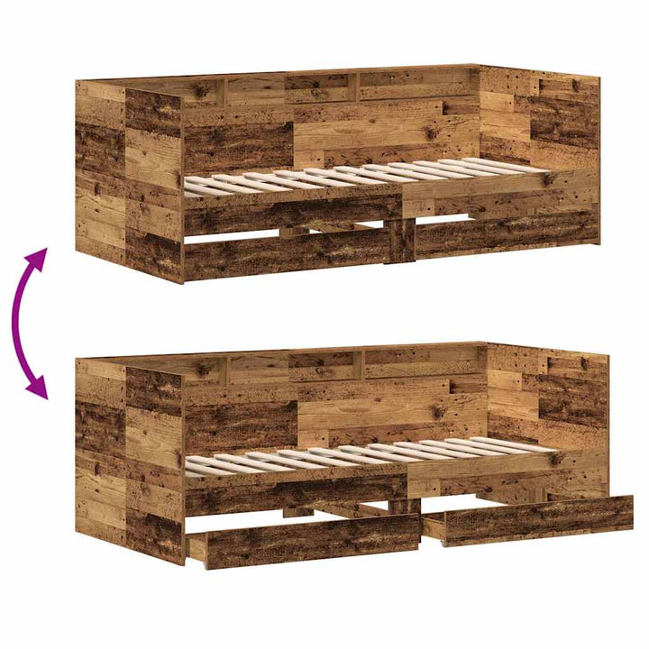 Daybed med hovedgærde Gammelt træ 90 x 200 cm Konstrueret træ