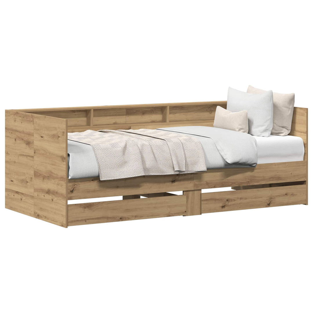 Daybed med skuffe Artisan Egetræ 90 x 200 cm Konstrueret træ