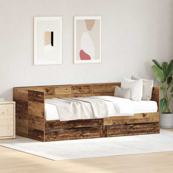 Daybed med hovedgærde Gammelt træ 90 x 190 cm Konstrueret træ
