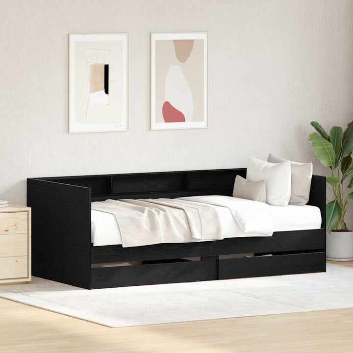 Daybed med hovedgærde Sort eg 75 x 190 cm Konstrueret træ