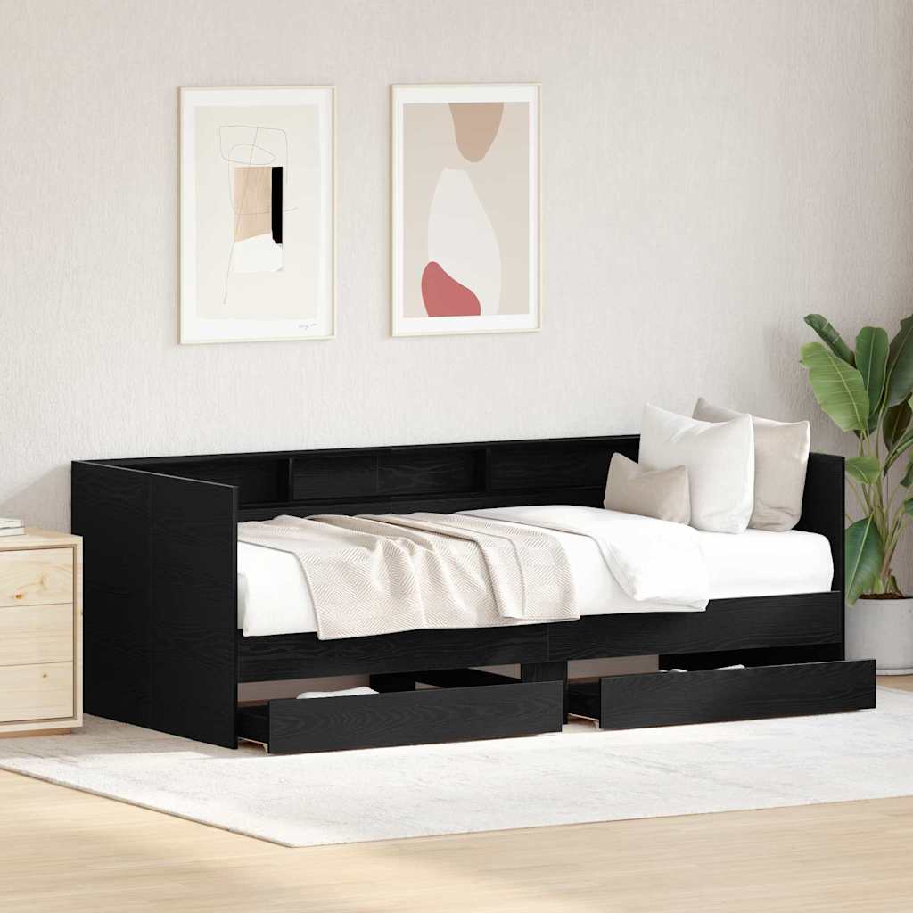 Daybed med hovedgærde Sort eg 75 x 190 cm Konstrueret træ