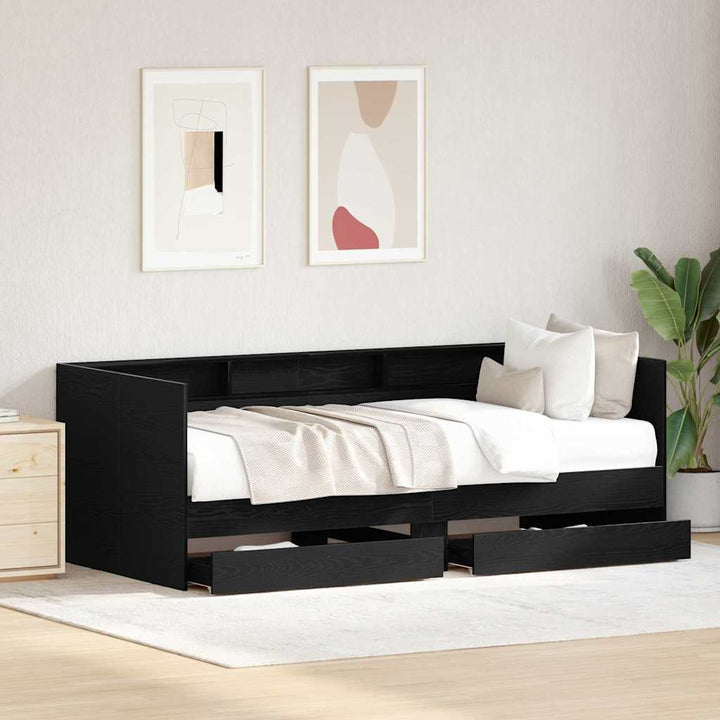 Daybed med hovedgærde Sort eg 75 x 190 cm Konstrueret træ