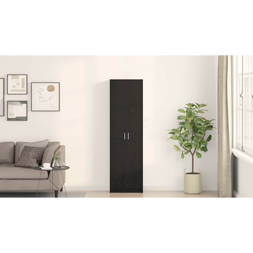 Garderobeskab med dør Sort eg 55 x 25 x 189 cm Konstrueret træ