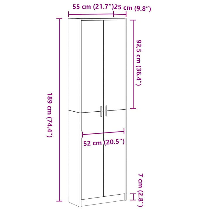 Garderobeskab med dør Røget eg 55 x 25 x 189 cm Konstrueret træ