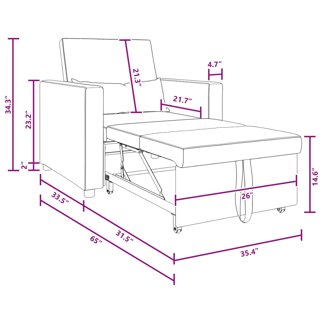 Utrækkelig sovesofa enkelt Lysegrå 90 x 165 x 87 cm Stof