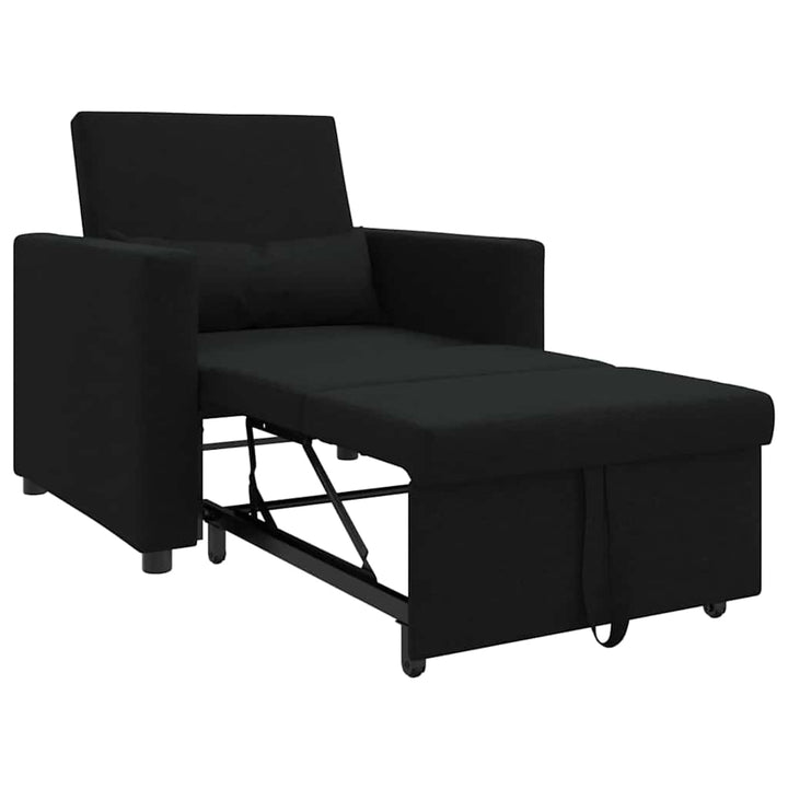 Utrækkelig sovesofa enkelt med hjul Sort 90 x 165 x 87 cm Stof