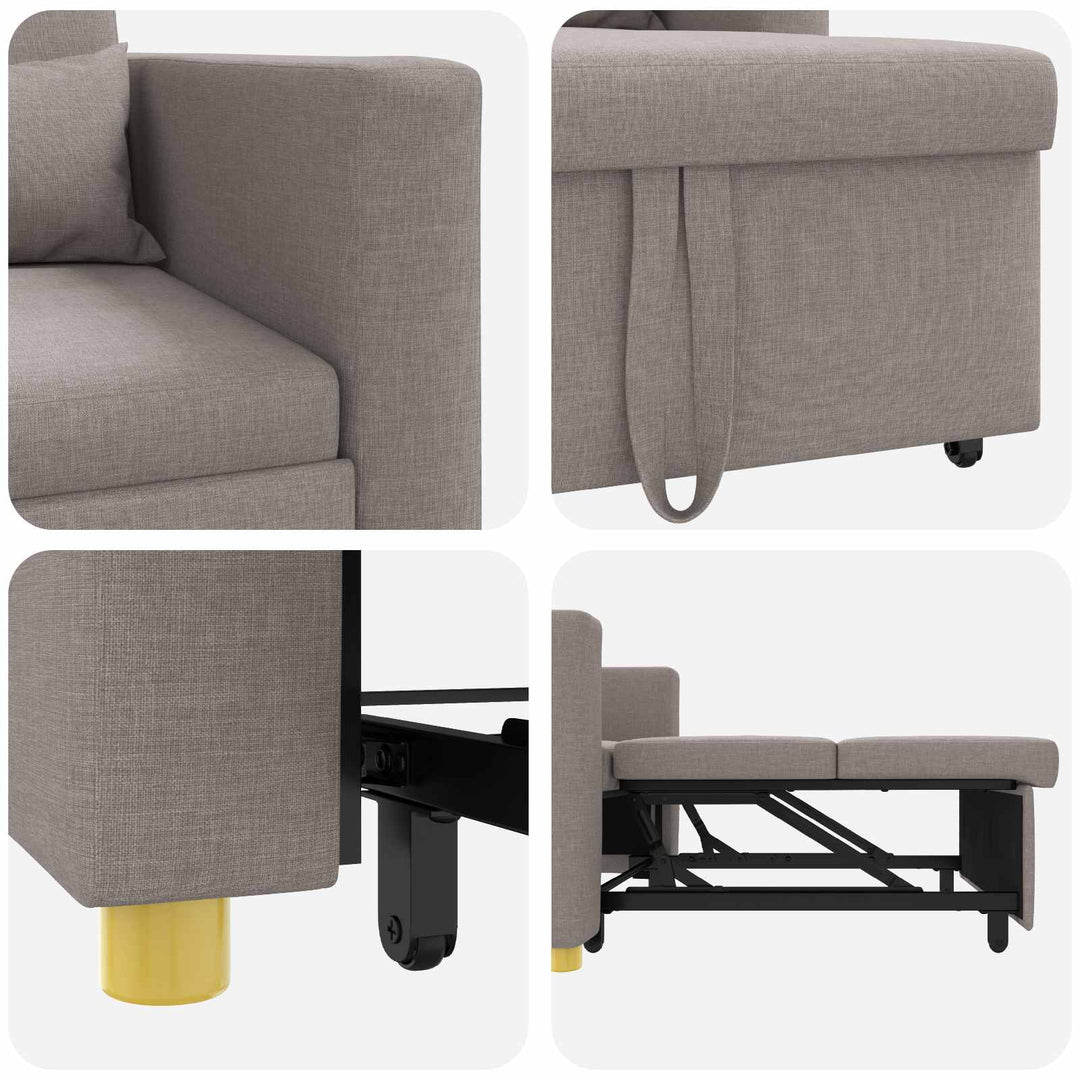 Utrækkelig sovesofa enkelt Gråbrun 90 x 165 x 87 cm Stof