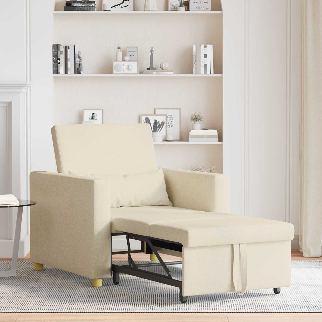 Utrækkelig sovesofa enkelt med hjul Creme 90 x 165 x 87 cm Stof