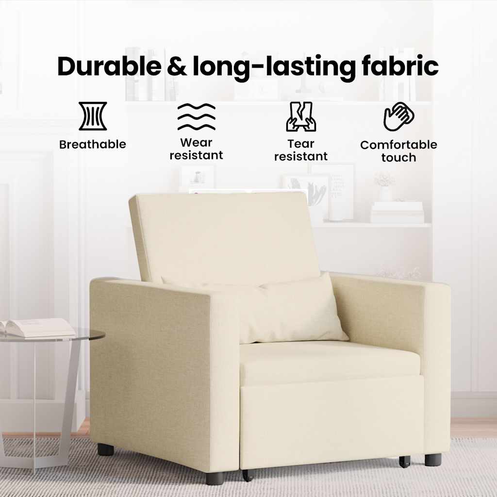 Utrækkelig sovesofa enkelt med hjul Creme 90 x 165 x 87 cm Stof
