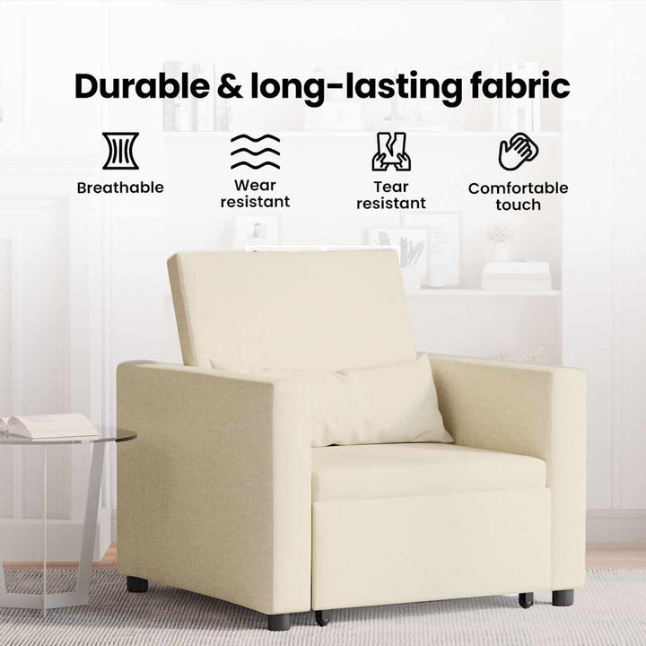 Utrækkelig sovesofa enkelt med hjul Creme 90 x 165 x 87 cm Stof