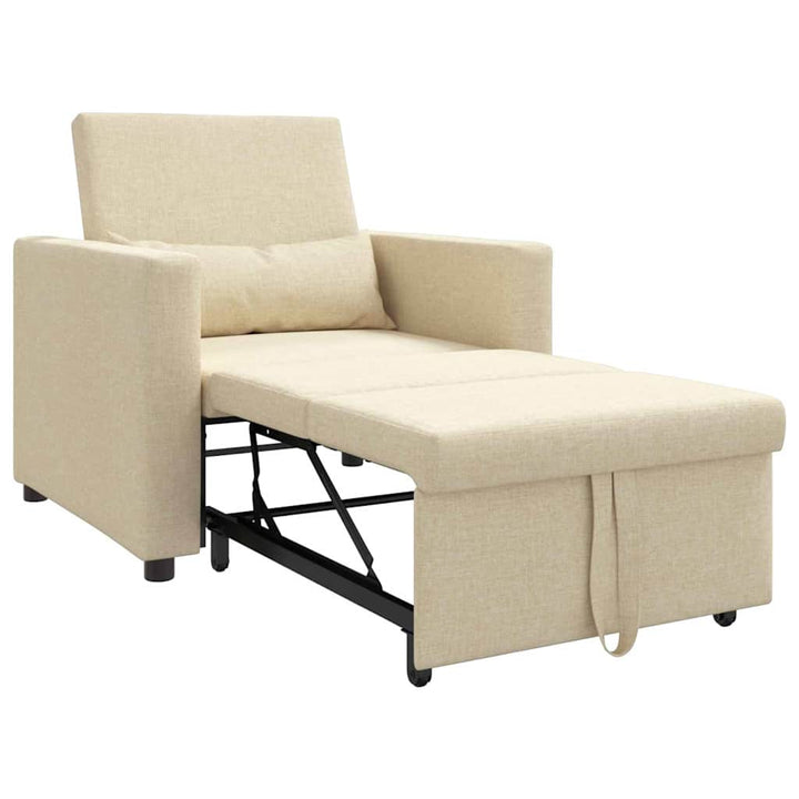 Utrækkelig sovesofa enkelt med hjul Creme 90 x 165 x 87 cm Stof
