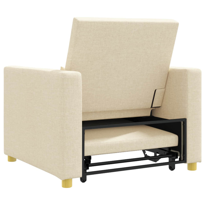 Utrækkelig sovesofa enkelt med hjul Creme 90 x 165 x 87 cm Stof