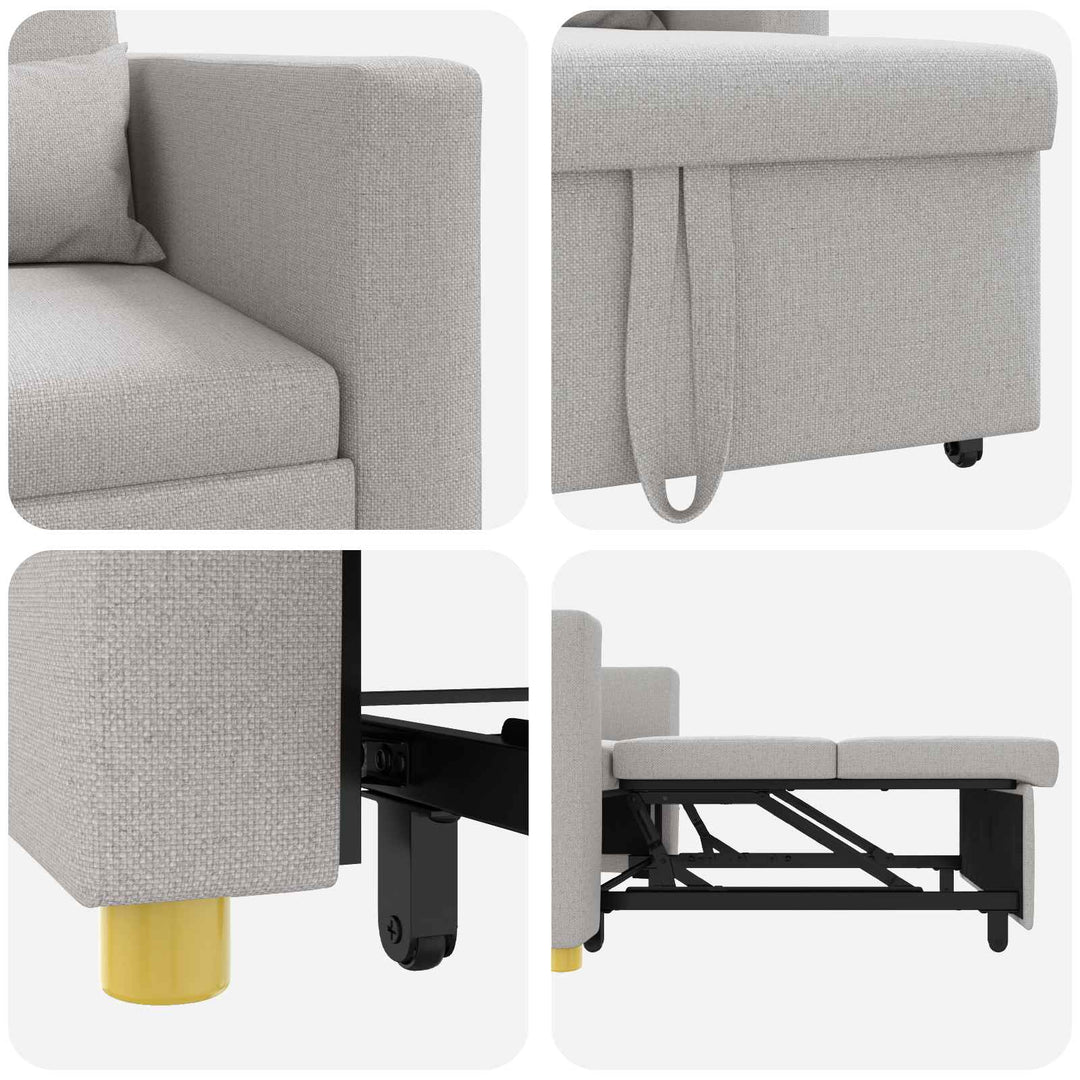 Utrækkelig sovesofa enkelt med hjul Sky grey Stof