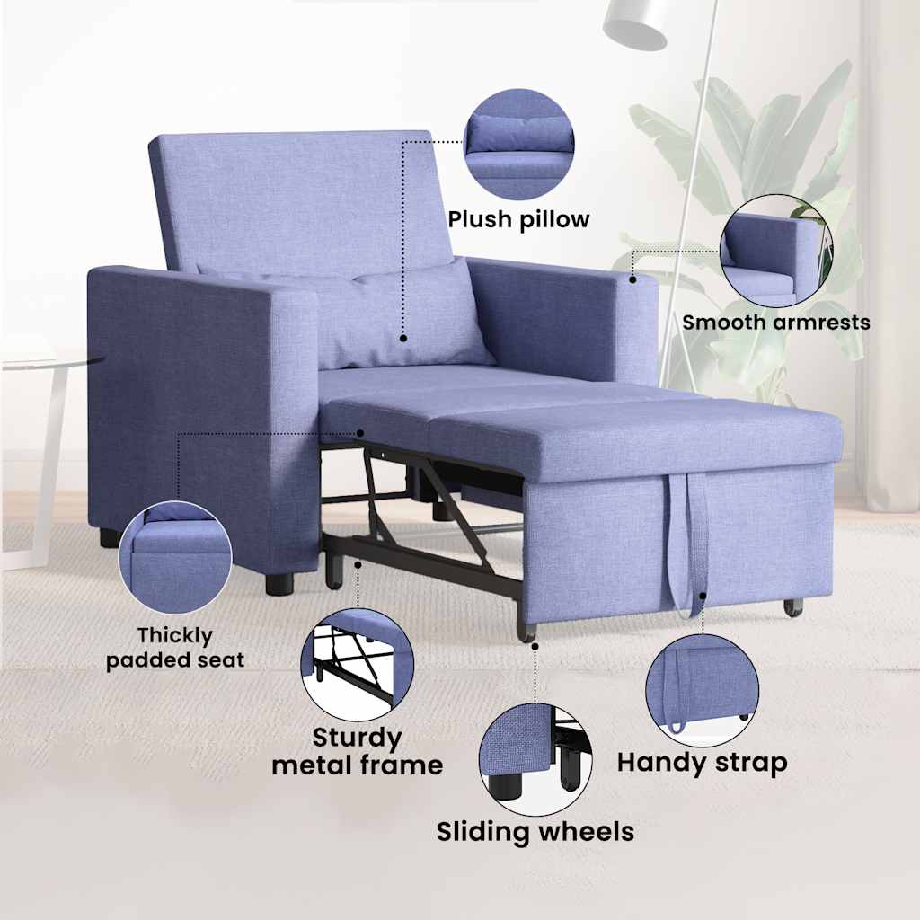 Utrækkelig sovesofa enkelt Jeans Blå 90 x 165 x 87 cm Stof