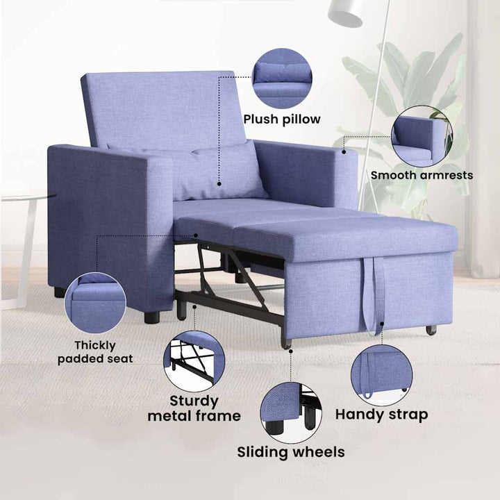 Utrækkelig sovesofa enkelt Jeans Blå 90 x 165 x 87 cm Stof