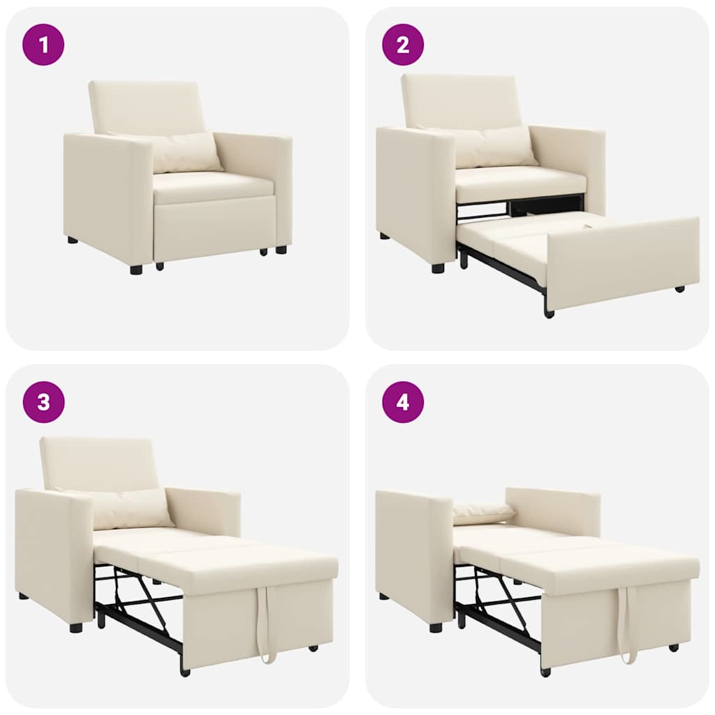 Utrækkelig sovesofa enkelt Cremehvid 90 x 165 x 87 cm Stof