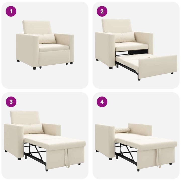Utrækkelig sovesofa enkelt Cremehvid 90 x 165 x 87 cm Stof