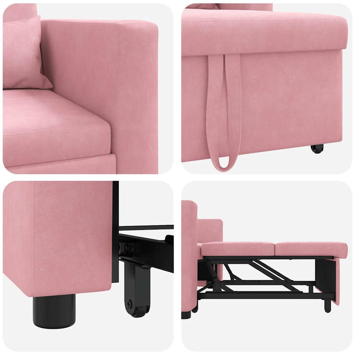 Utrækkelig sovesofa enkelt Lys pink 90 x 165 x 87 cm Fløjl