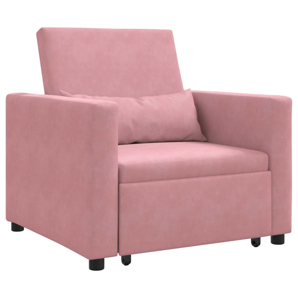 Utrækkelig sovesofa enkelt Lys pink 90 x 165 x 87 cm Fløjl