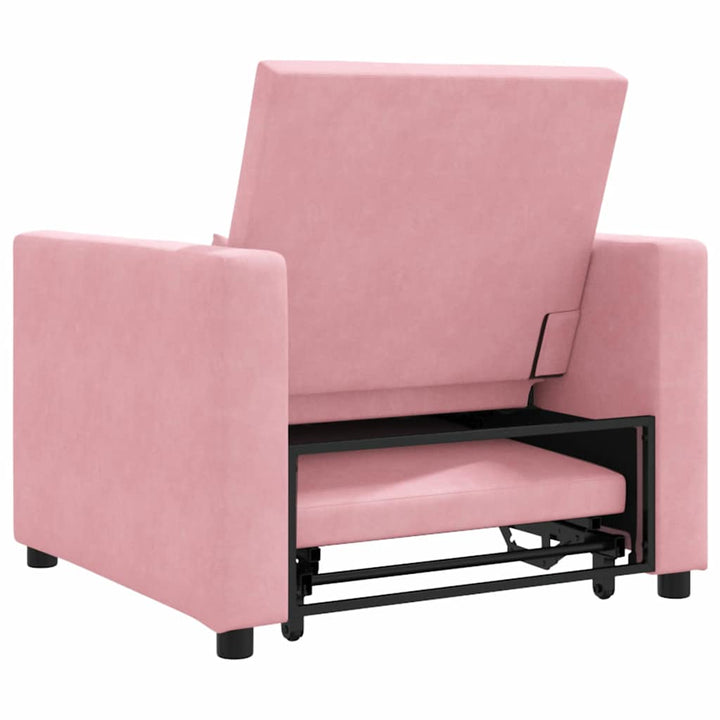 Utrækkelig sovesofa enkelt med hjul Lys pink Fløjl