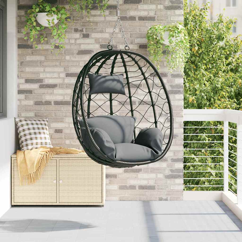 Hængende æggestol polyrattan 91,5 x 54,5 x 107 cm Antracit