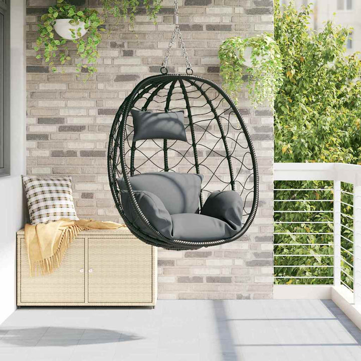 Hængende æggestol polyrattan 91,5 x 54,5 x 107 cm Antracit