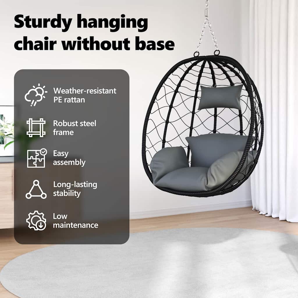 Hængende æggestol Antracit 91,5 x 54,5 x 107 cm polyrattan