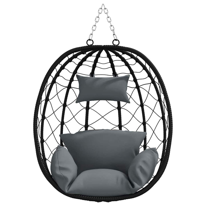Hængende æggestol polyrattan 91,5 x 54,5 x 107 cm Antracit
