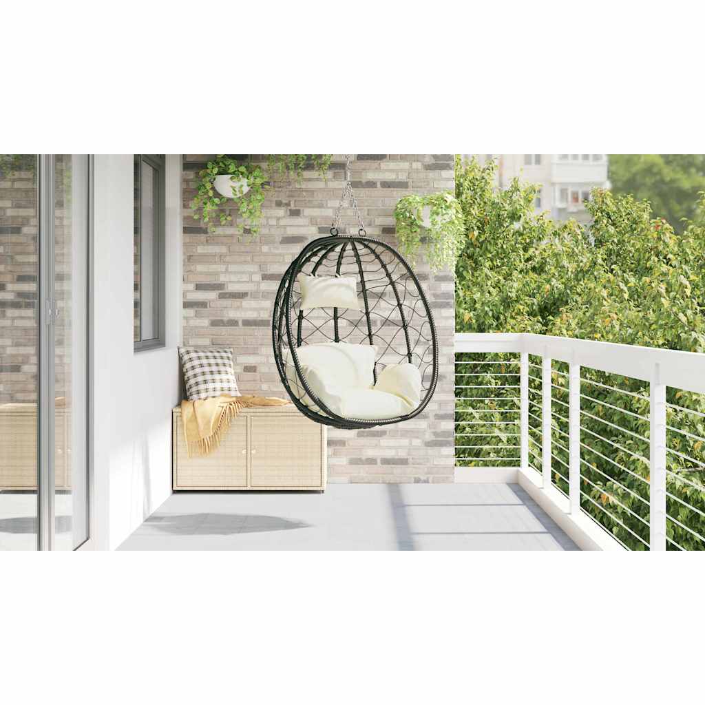 Hængende æggestol polyrattan 91,5 x 54,5 x 107 cm Cremehvid