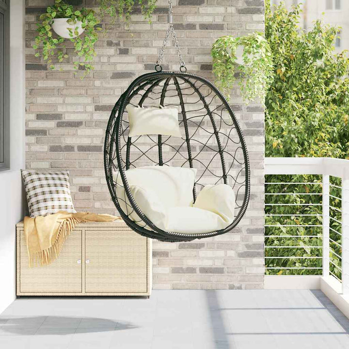 Hængende æggestol polyrattan 91,5 x 54,5 x 107 cm Cremehvid