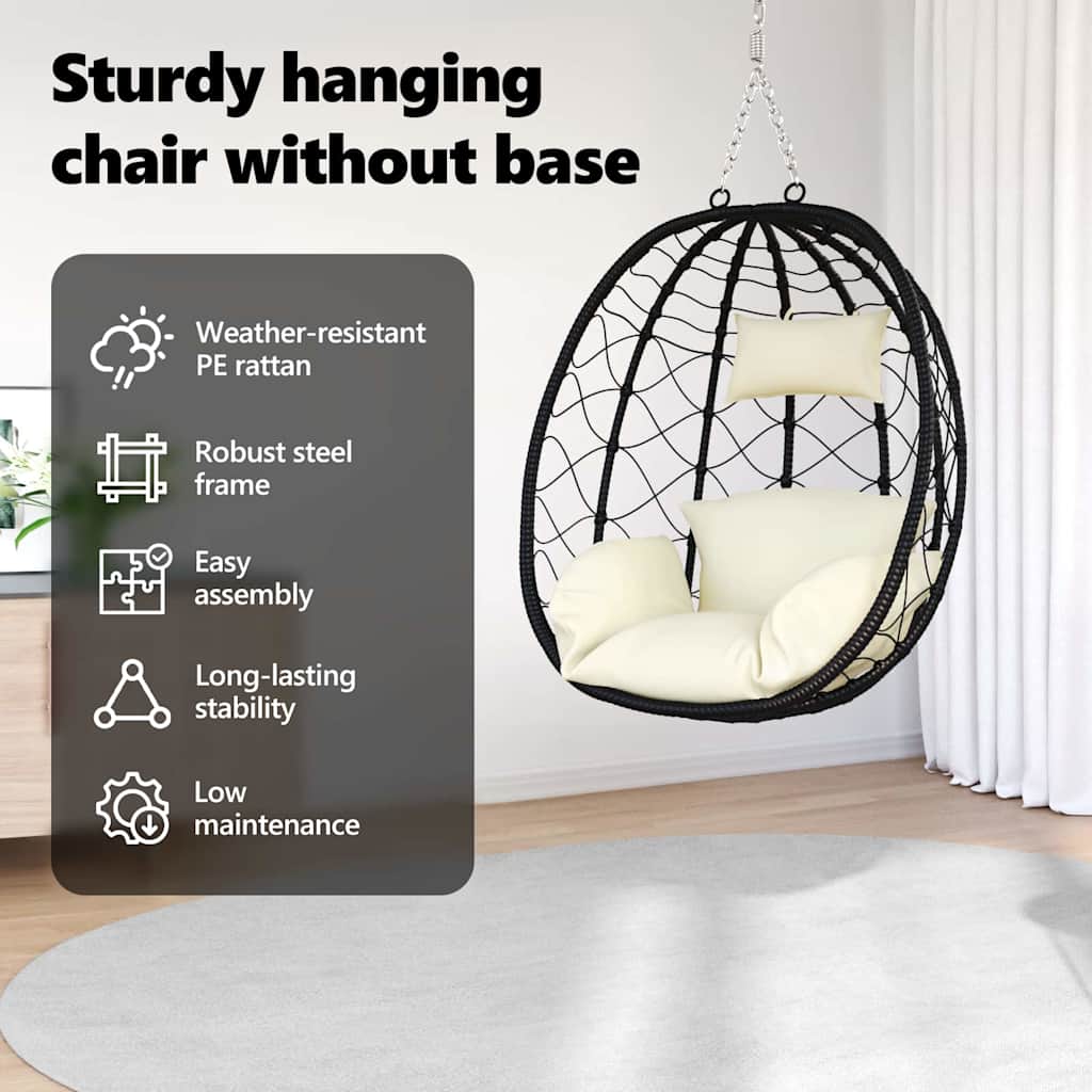 Hængende æggestol Cremehvid 91,5 x 54,5 x 107 cm polyrattan