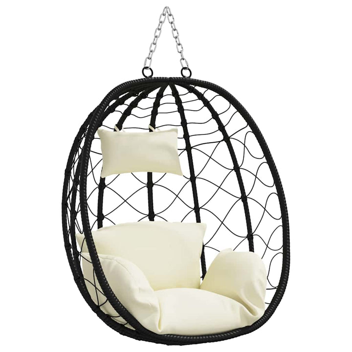 Hængende æggestol Cremehvid 91,5 x 54,5 x 107 cm polyrattan