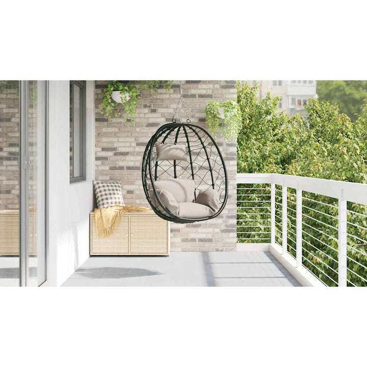 Hængende æggestol polyrattan 91,5 x 54,5 x 107 cm Gråbrun