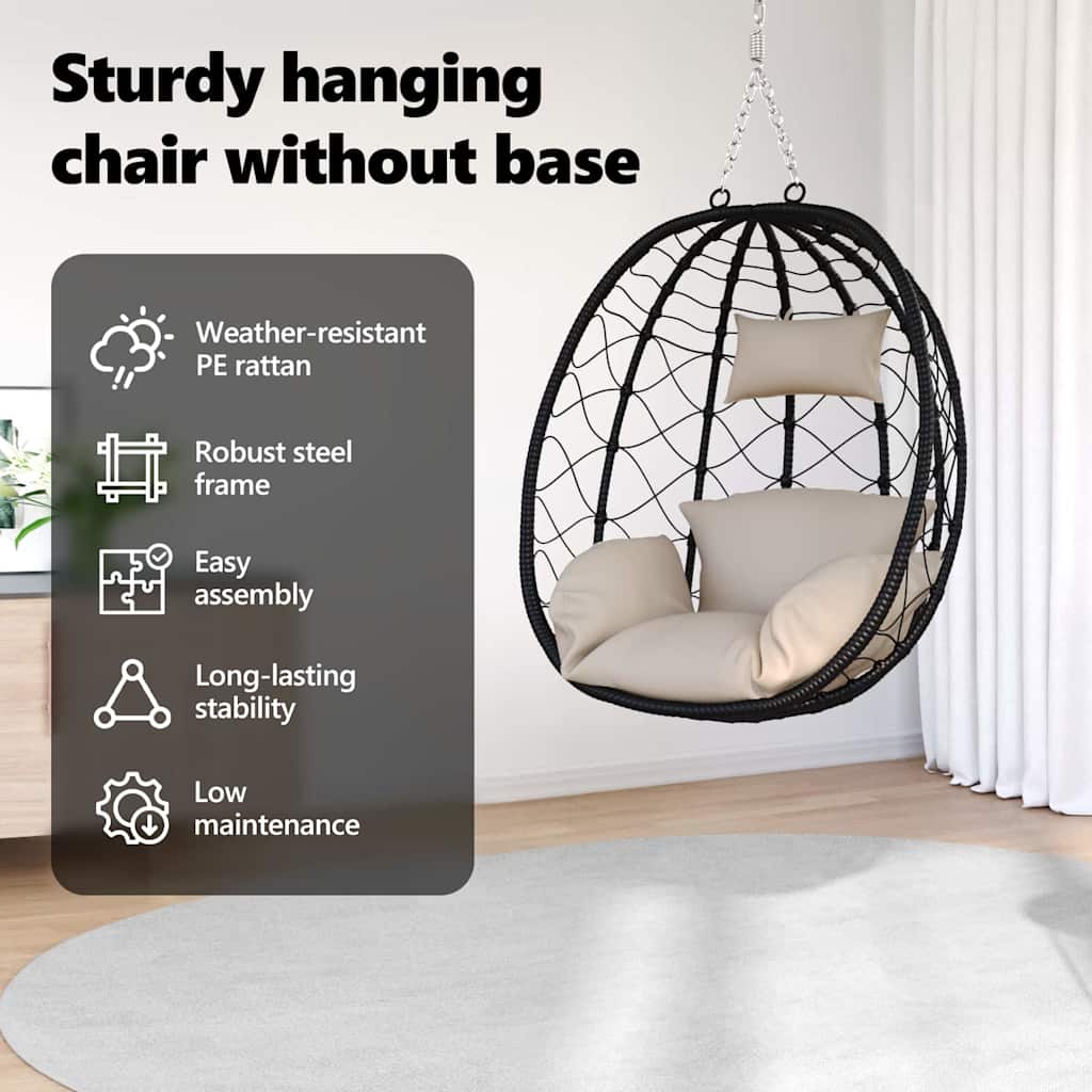 Hængende æggestol Gråbrun 91,5 x 54,5 x 107 cm polyrattan