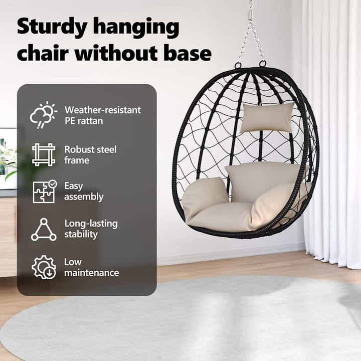 Hængende æggestol Gråbrun 91,5 x 54,5 x 107 cm polyrattan