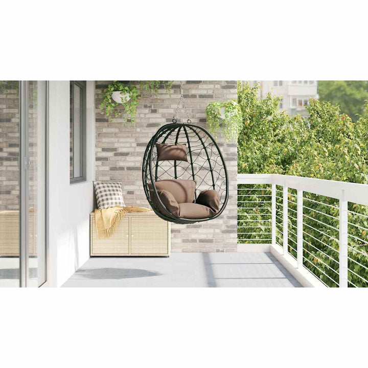 Hængende æggestol polyrattan 91,5 x 54,5 x 107 cm Brun