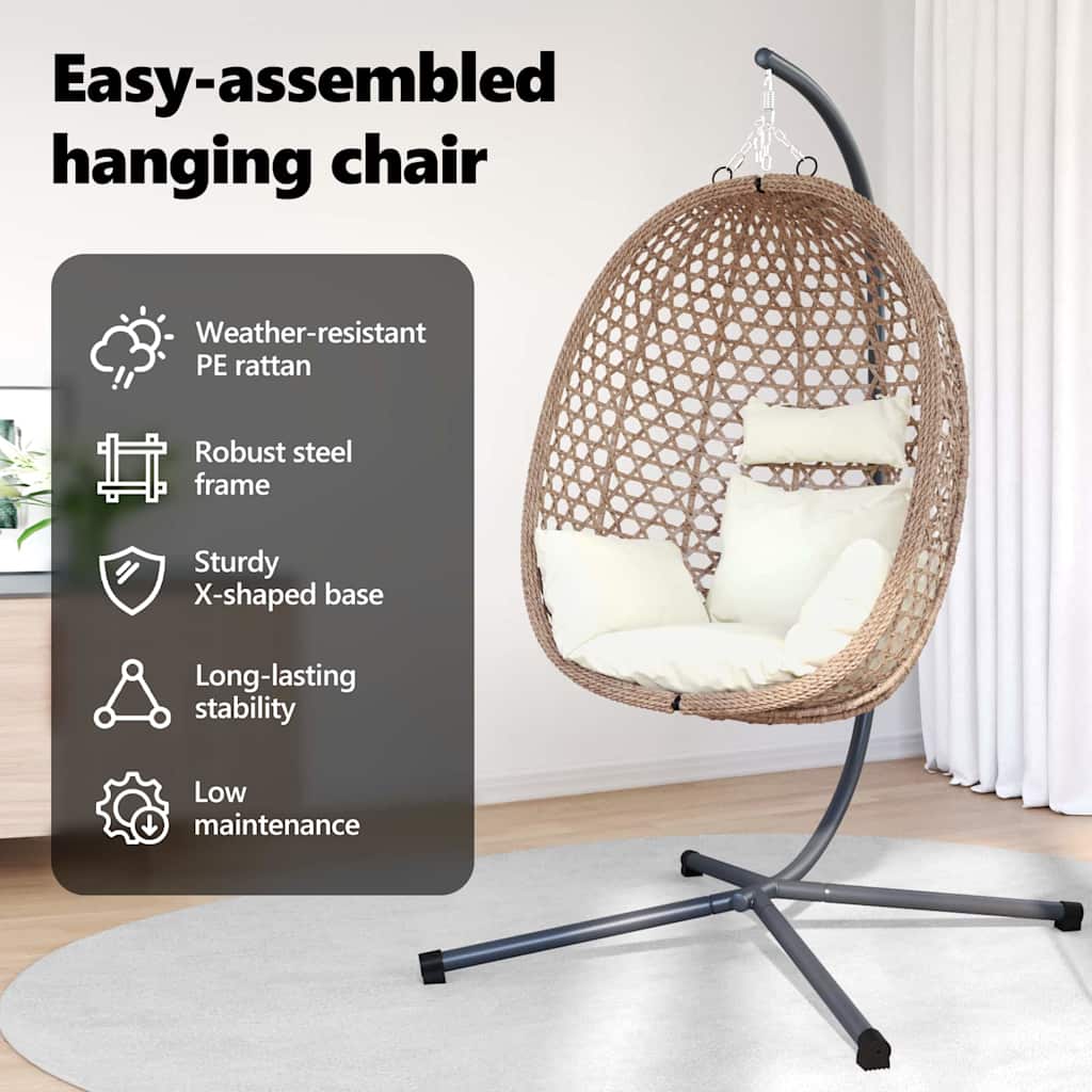 Hængende æggestol Lys fløde 104 x 100 x 191 cm polyrattan