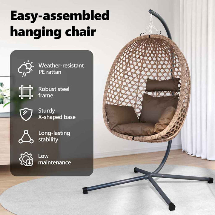 Hængende æggestol Brun 104 x 100 x 191 cm polyrattan