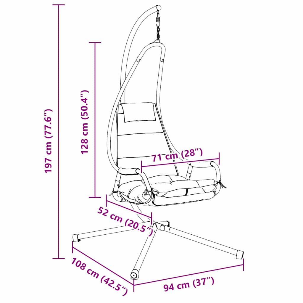 Hængende æggestol Beige 94 x 107 x 196,5 cm Stål