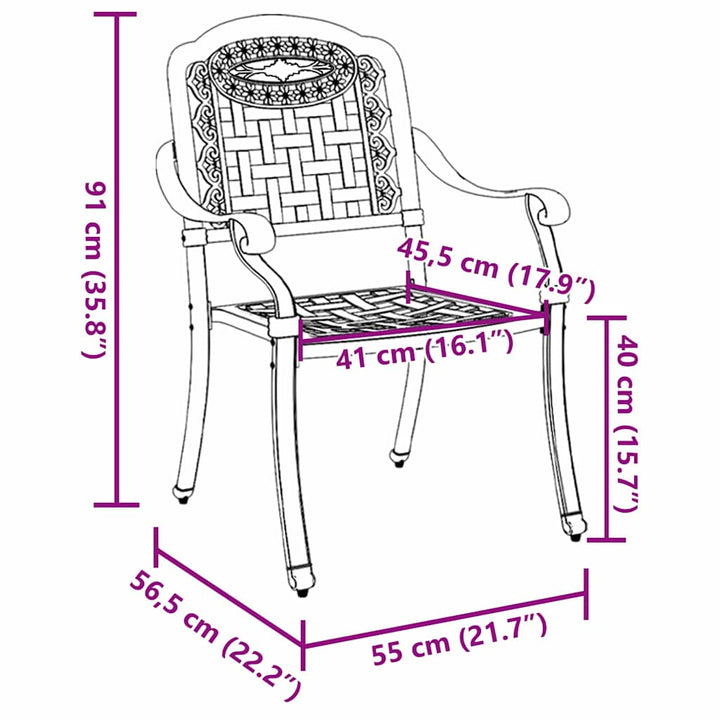 Have Stol 2 pcs Grøn 55 x 56,5 x 91cm Aluminium