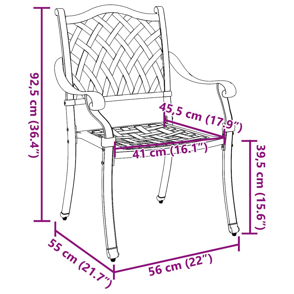 Have Stol 2 pcs Grøn 56 x 55 x 92,5 cm Aluminium