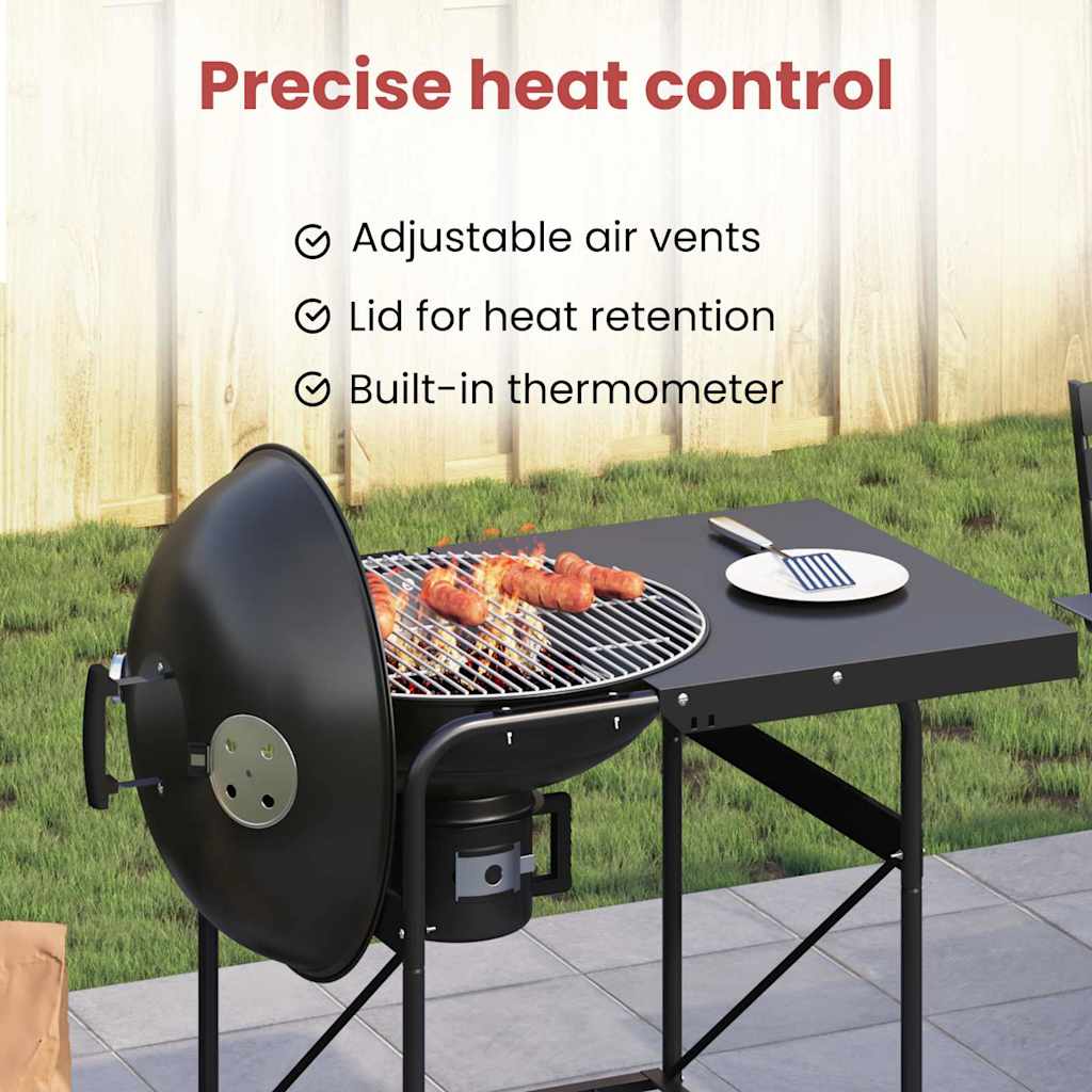 Udendørs grill med hjul Sort 91 x 71 x 107 cm Metal