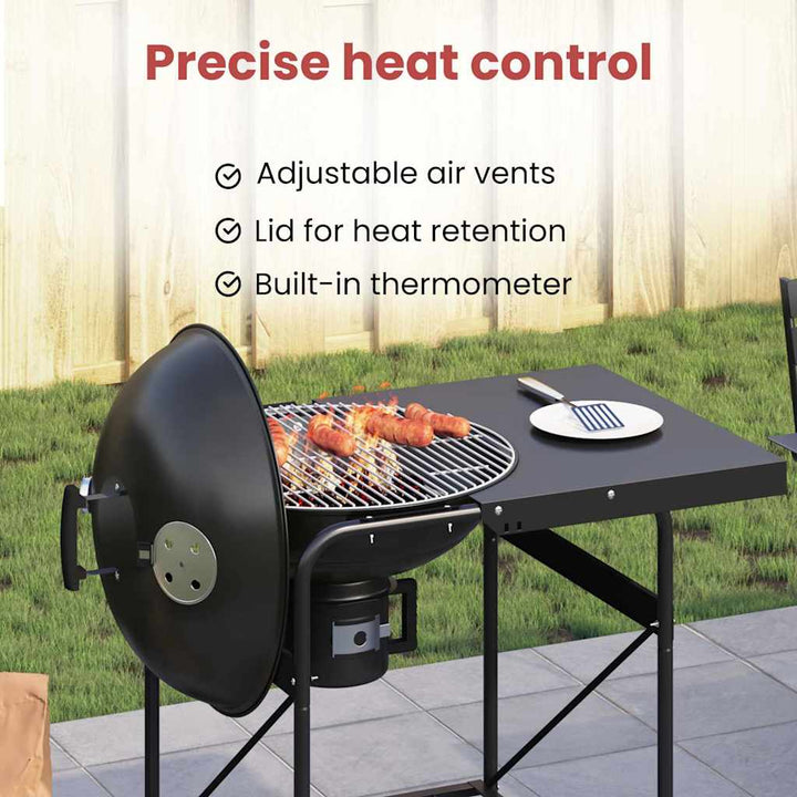 Udendørs grill med hjul Sort 91 x 71 x 107 cm Metal